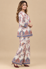 Women's Boho Print Pure Viscose Co-ord Set Orange | Fast Shipping