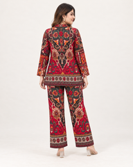 Printed Asymmetric Top With Palazzo Set