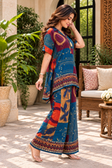Premium Pure Gaji Cotton Co-ord Set – Comfortable Wear for Women Blue