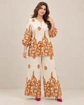 Women Stylish Orange Printed Co-ord Set
