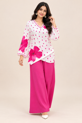 Ethnic Charm with Women’s Stylish Printed Pink Co-ord Set