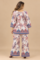 Women's Boho Print Pure Viscose Co-ord Set Orange | Fast Shipping