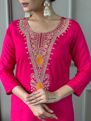 Gulnaar Rani Embroidered Kurta Set with Printed Dupatta
