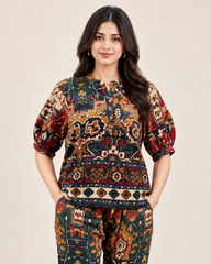 Printed Asymmetric Top With Palazzo Set