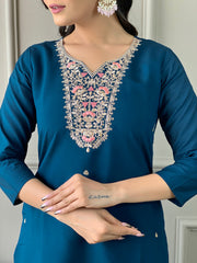 Neelam Saaz Embroidered Kurta Set with Woven Dupatta