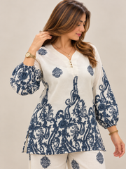 Women Stylish Navy Blue Printed Co-ord Set
