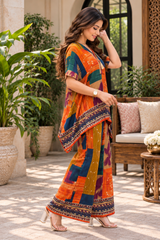 Premium Pure Gaji Cotton Co-ord Set – Comfortable Wear for Women Orange