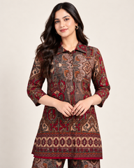 Printed Asymmetric Top With Palazzo Set