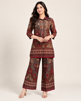 Printed Asymmetric Top With Palazzo Set