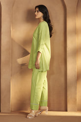 Lemon Green Scalloped Hem Summer Two-Piece Set