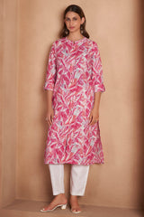 Blush Bloom Printed Cotton Kurta