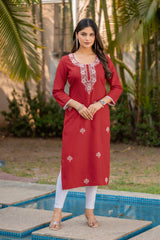 Ruby Chikankari Embroidered Kurta