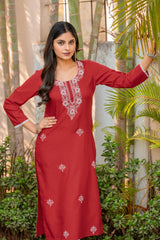 Ruby Chikankari Embroidered Kurta