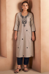 Mocha Chikankari Embroidered Kurta