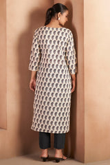 Ivory Noir Paisley Printed Kurta