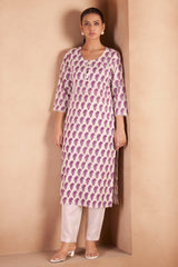 Wine Ivory Paisley Printed Kurta