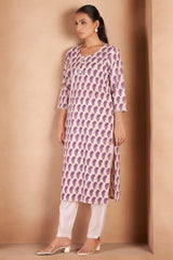 Wine Ivory Paisley Printed Kurta