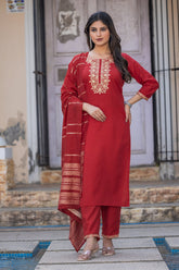 Ruby Royale Embroidered Kurta Set