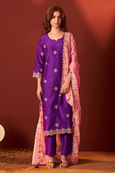 Royal Orchid Embroidered Kurta Set