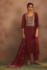 Terracotta Royale Embroidered Kurta Set