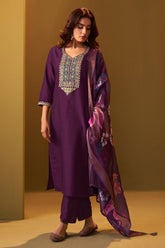 Burgundy Royale Embroidered Kurta Set