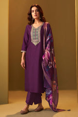 Burgundy Royale Embroidered Kurta Set