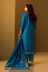 Turquoise Royale Jacquard Kurta Set