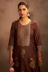 Mocha Royale Jacquard Kurta Set