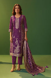 Royal Orchid Jacquard Kurta Set