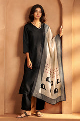 Midnight Noir Chanderi Kurta Set