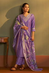 Royal Orchid Embroidered Kurta Set