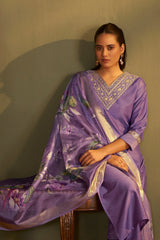 Royal Orchid Embroidered Kurta Set