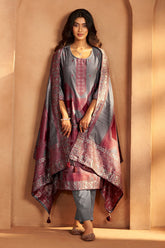 Vintage Wine Jacquard Kurta Set