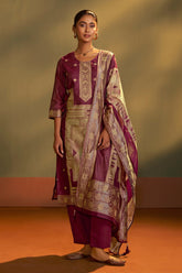 Maroon Royale Jacquard Kurta Set