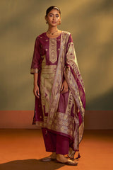 Maroon Royale Jacquard Kurta Set