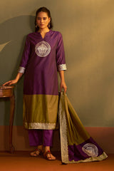 Burgundy Royale Jacquard Kurta Set
