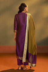 Burgundy Royale Jacquard Kurta Set