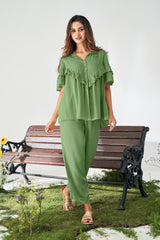 Olive Aura Rayon Co-Ord Set