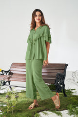 Olive Aura Rayon Co-Ord Set
