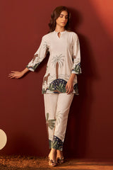 Ivory Bloom Printed Cotton Co-Ord Set