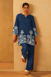 Midnight Grace Embroidered Cotton Co-Ord Set