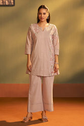 Mocha Grace Embroidered Cotton Co-Ord Set