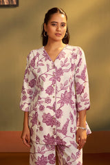 Ivory Bloom Printed Cotton Co-Ord Set