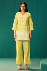 Sunheri Schiffli Cotton Co-Ord Set