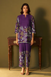 Royal Plum Printed Rayon Co-Ord Set