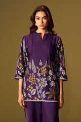 Royal Plum Printed Rayon Co-Ord Set