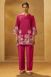 Blush Grace Embroidered Cotton Co-Ord Set