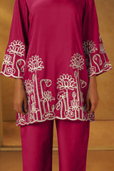 Blush Grace Embroidered Cotton Co-Ord Set