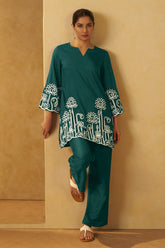Emerald Grace Embroidered Cotton Co-Ord Set