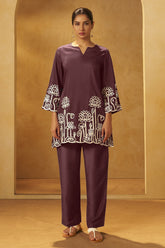 Mocha Grace Embroidered Cotton CO-Ord Set